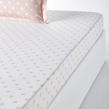 Drap housse pur coton imprimé pois