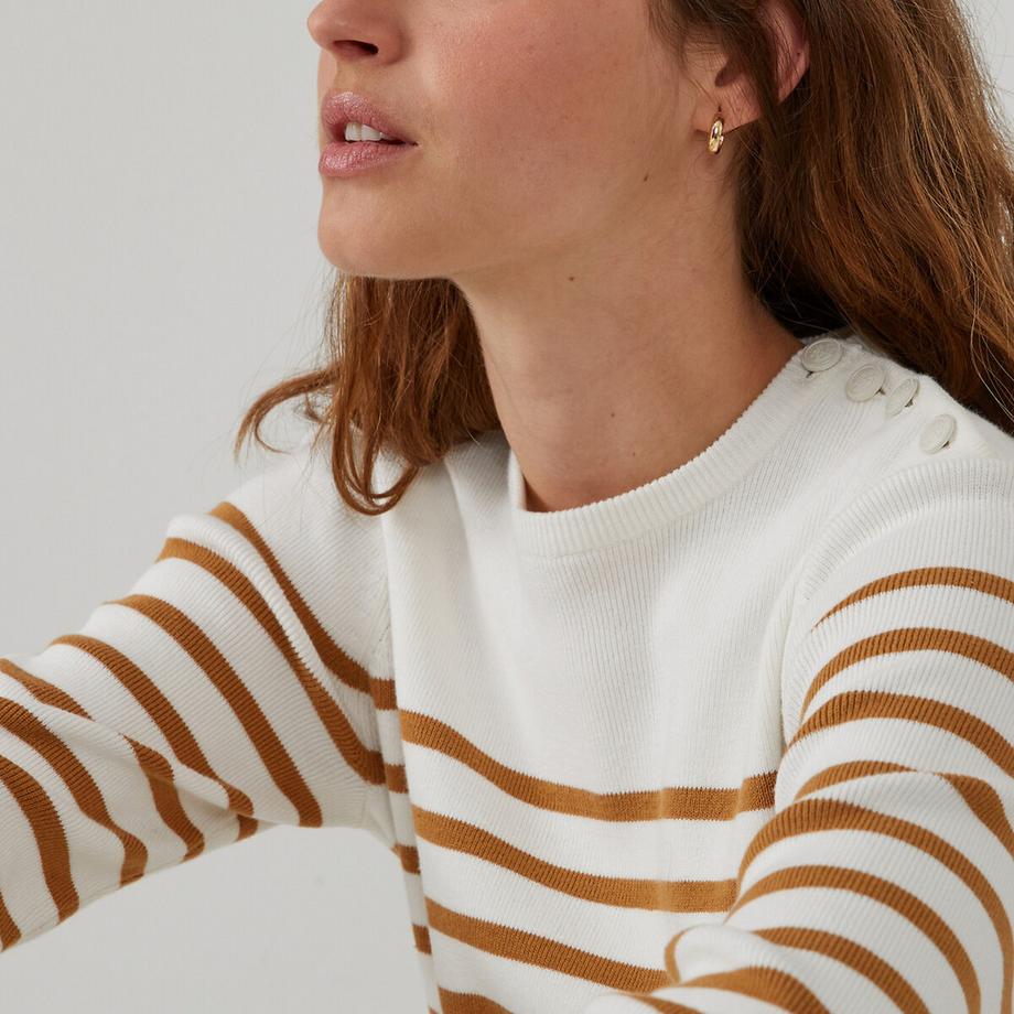 La Redoute Collections Pull Marinière avec Détail Boutonné  