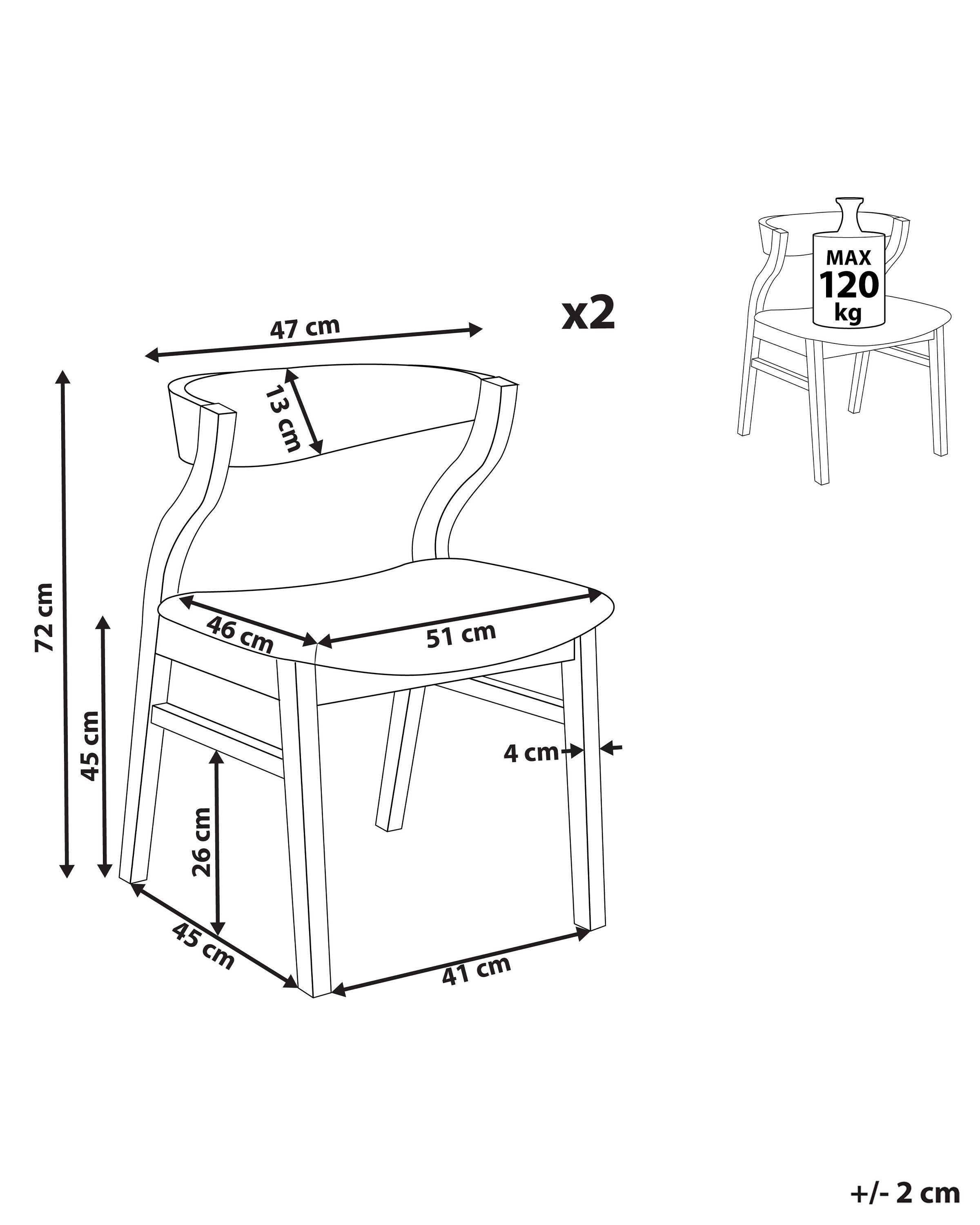 Beliani Lot de 2 chaises de salle à manger en Polyester Rétro MAROA  