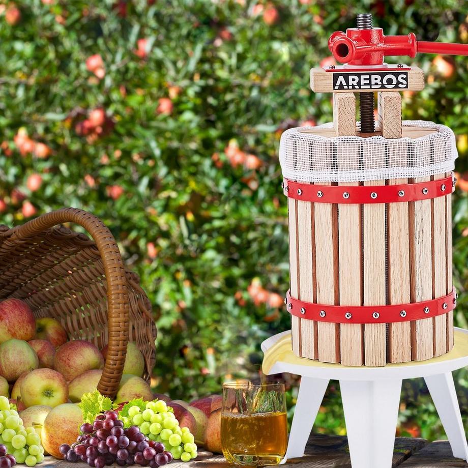 Arebos  Obstpresse 6 L Maischepresse Weinpresse Apfelpresse Fruchtpresse 