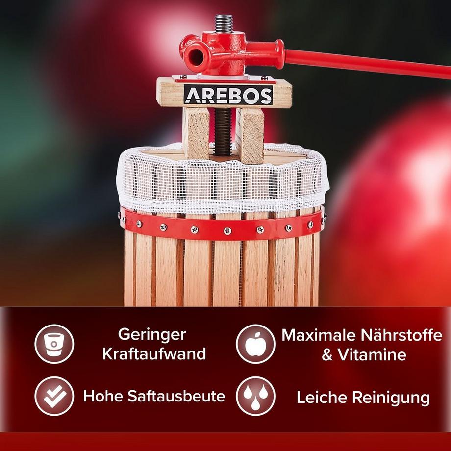Arebos  Obstpresse 6 L Maischepresse Weinpresse Apfelpresse Fruchtpresse 