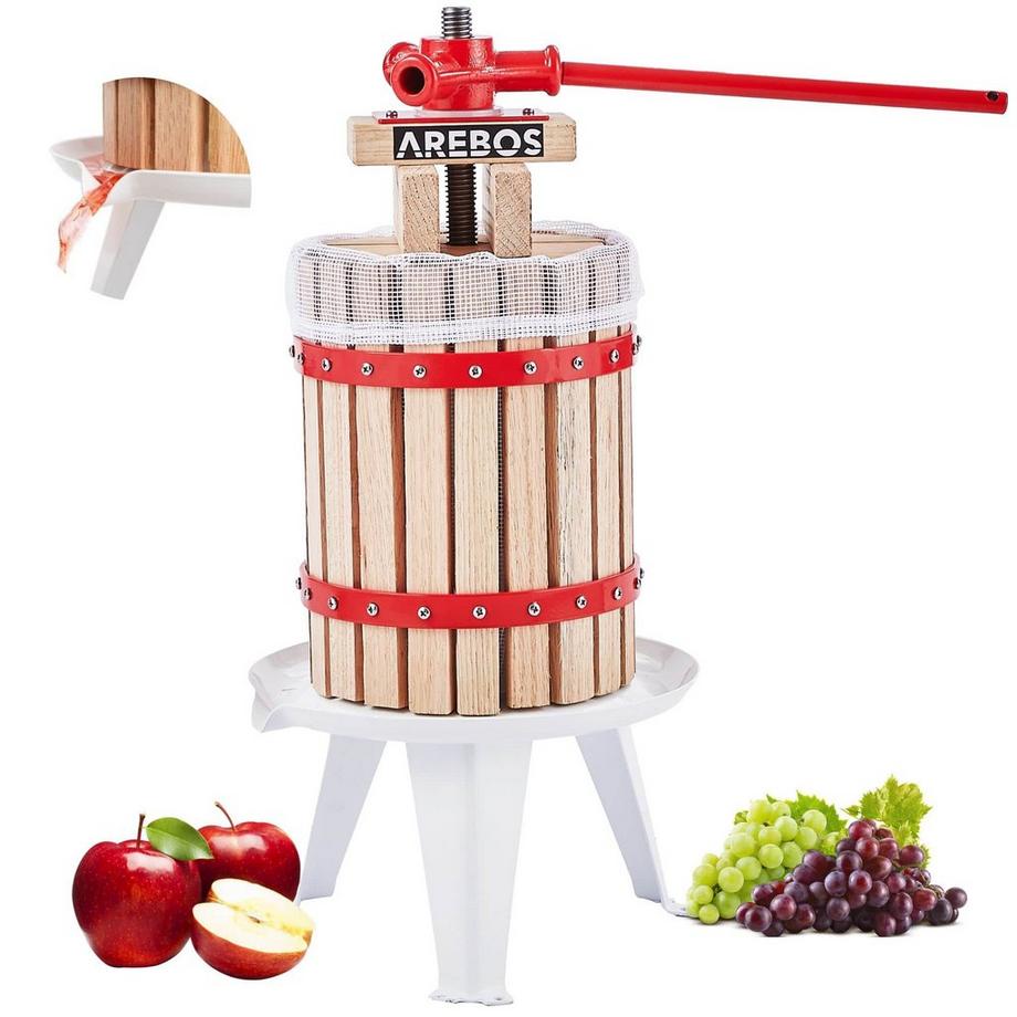 Arebos  Obstpresse 6 L Maischepresse Weinpresse Apfelpresse Fruchtpresse 