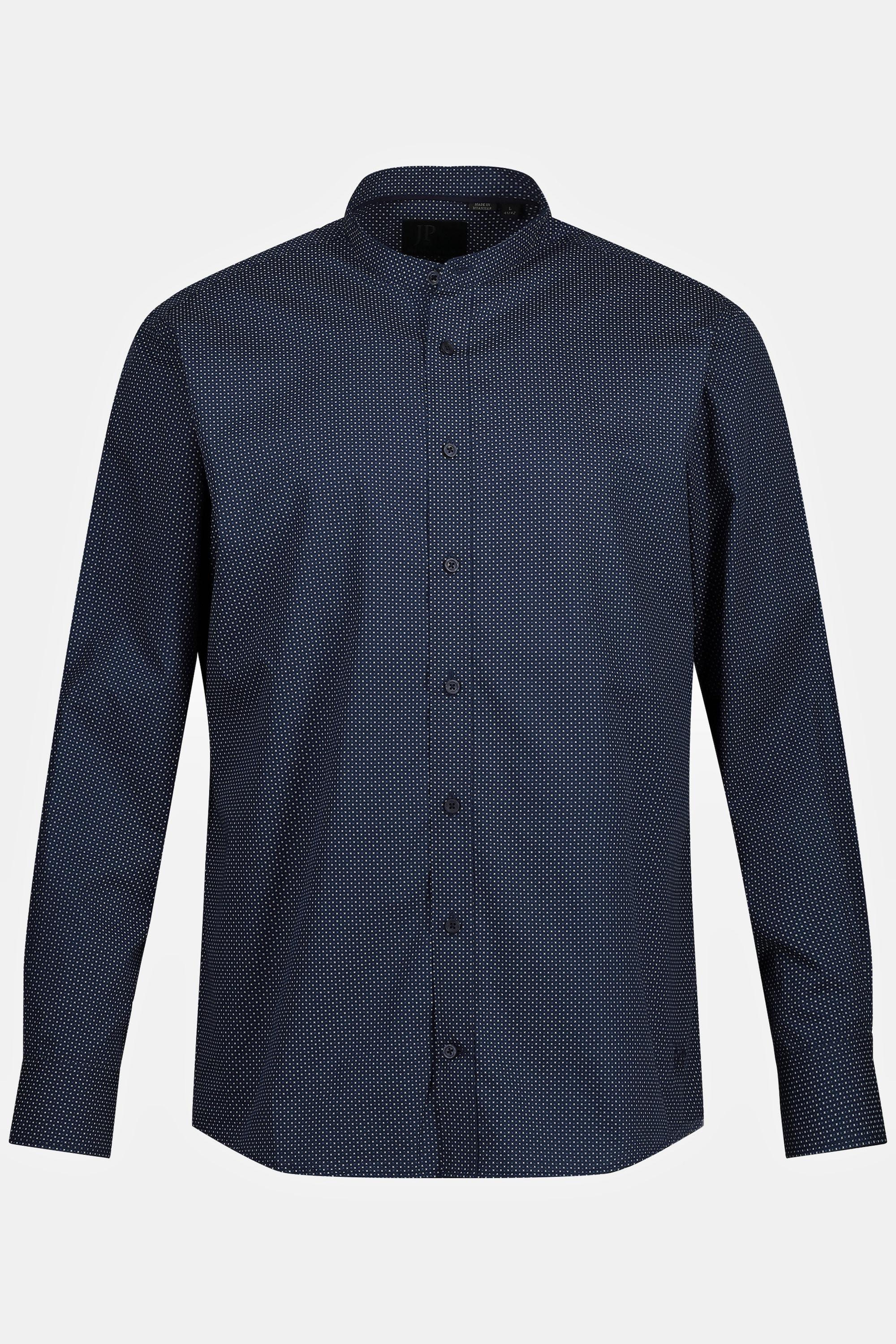 JP1880  Camicia dalla vestibilità comoda per l'ufficio con colletto alla coreana, maniche lunghe e fantasia minimalista, fino alla tg. 8XL 