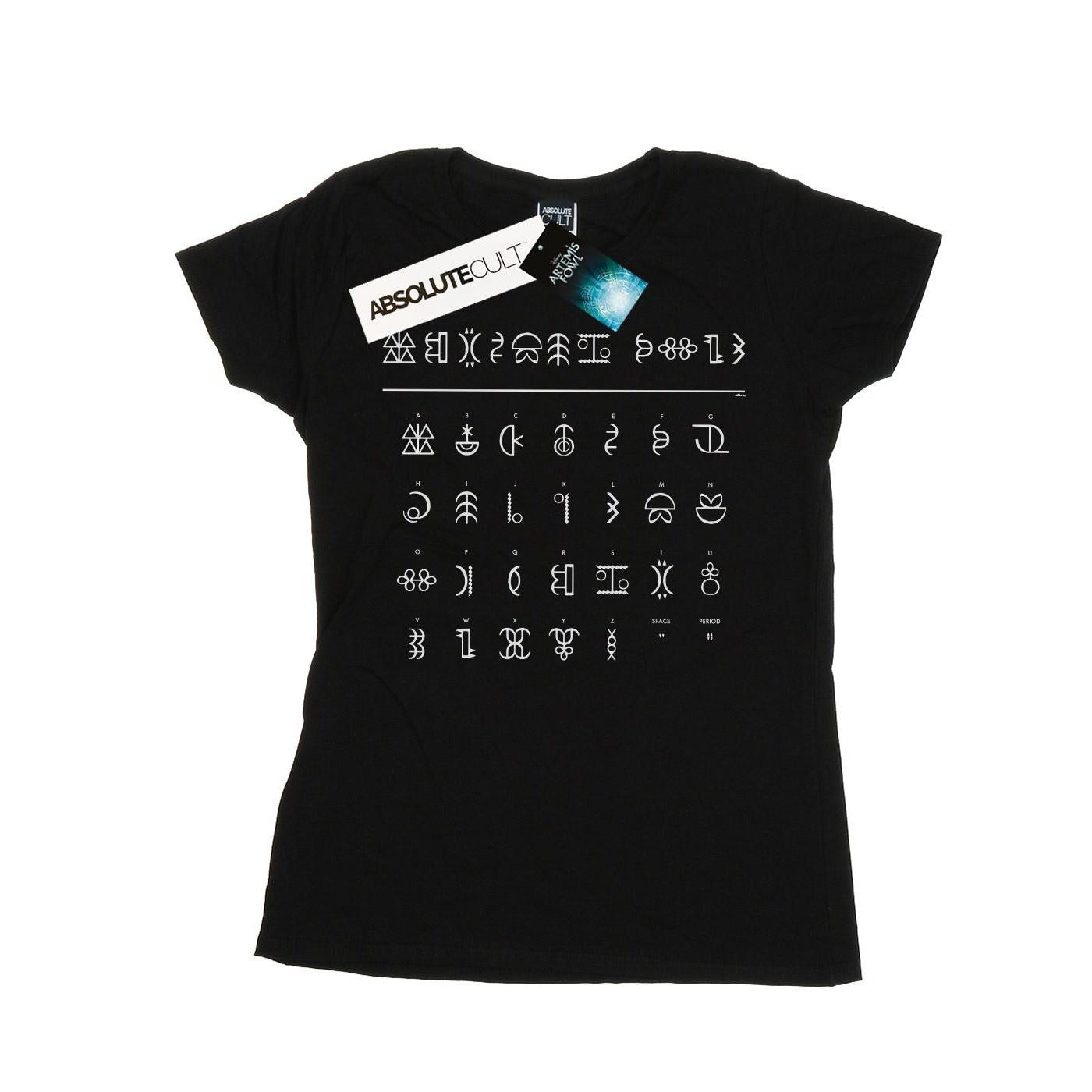 Image of Artemis Fowl Gnommish Alphabet Tshirt Damen Schwarz XL
