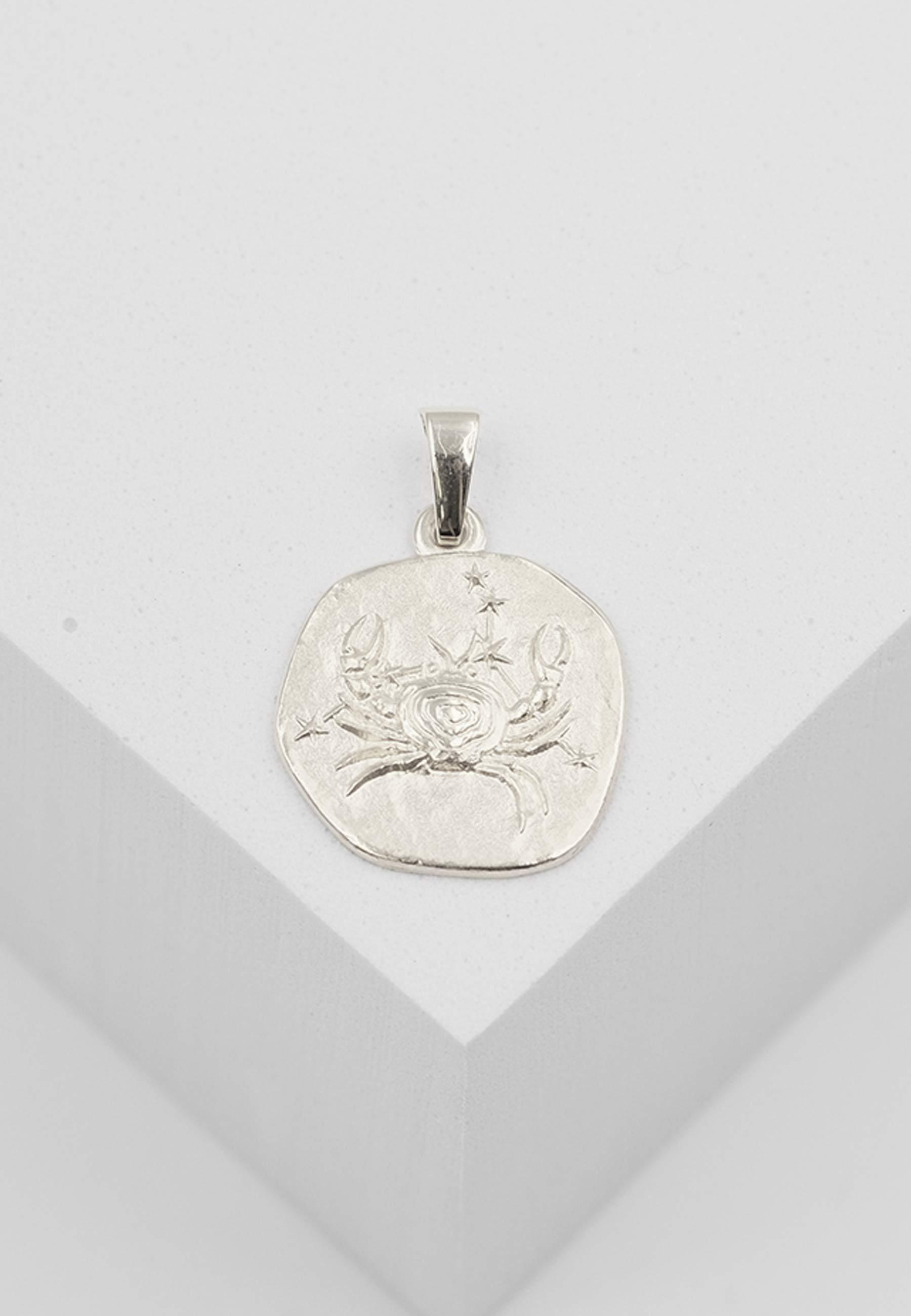 MUAU Schmuck  Pendentif signe du zodiaque crabe or blanc 750, 16x22mm 