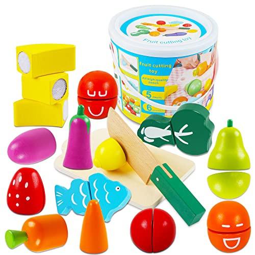 Activity-board  Fruits et légumes coupés en bois comme jouet de simulation de cuisine, jouet éducatif pour enfants d'âge préscolaire, tout-petits garçons 