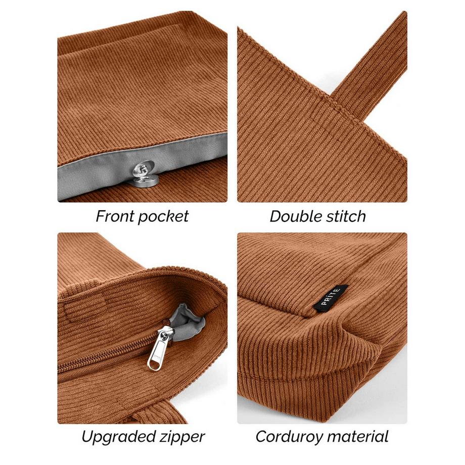 Only-bags.store Sac Bandoulière Zippé en Velours Côtelé Grand Sac Cabas Fourre-tout  