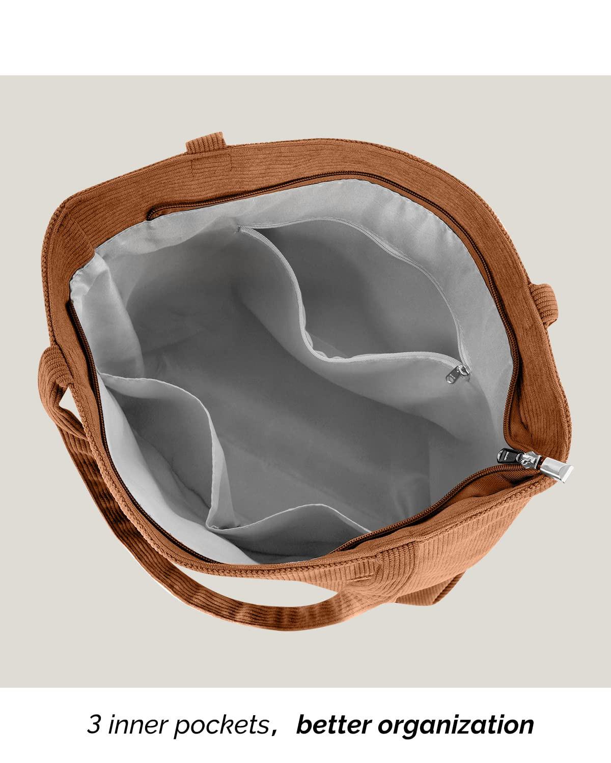 Only-bags.store Cord Tasche Umhängetasche mit Reissverschluss Gross Shopper Tote Bag Handtasche  