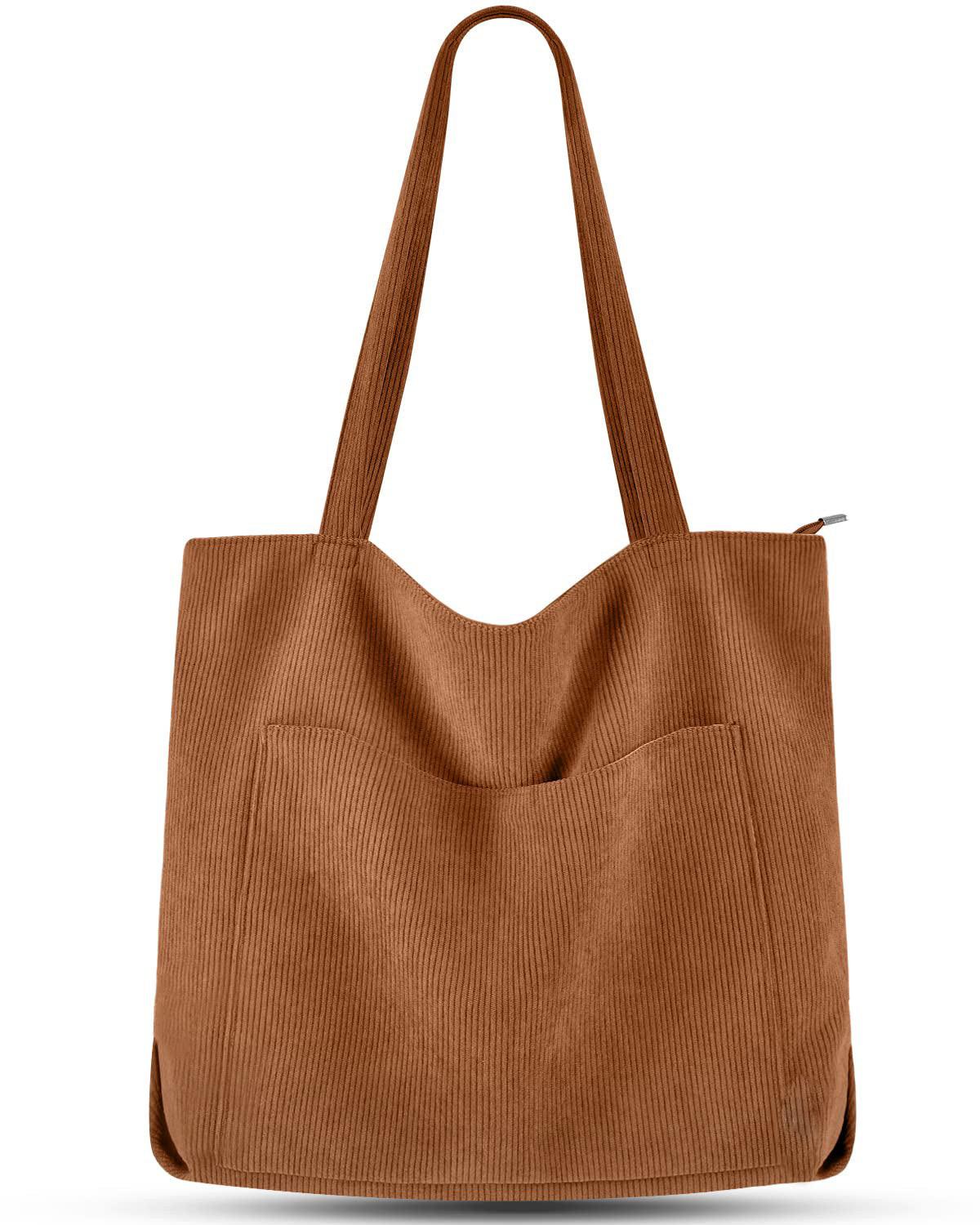 Only-bags.store  cord Tasche Umhängetasche mit Reißverschluss, Groß Shopper Tasche Tote Bag Handtasche 