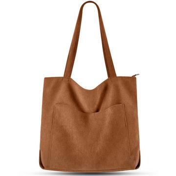 cord Tasche Umhängetasche mit Reißverschluss, Groß Shopper Tasche Tote Bag Handtasche