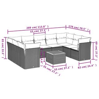 VidaXL Ensemble de canapés de jardin rotin synthétique  