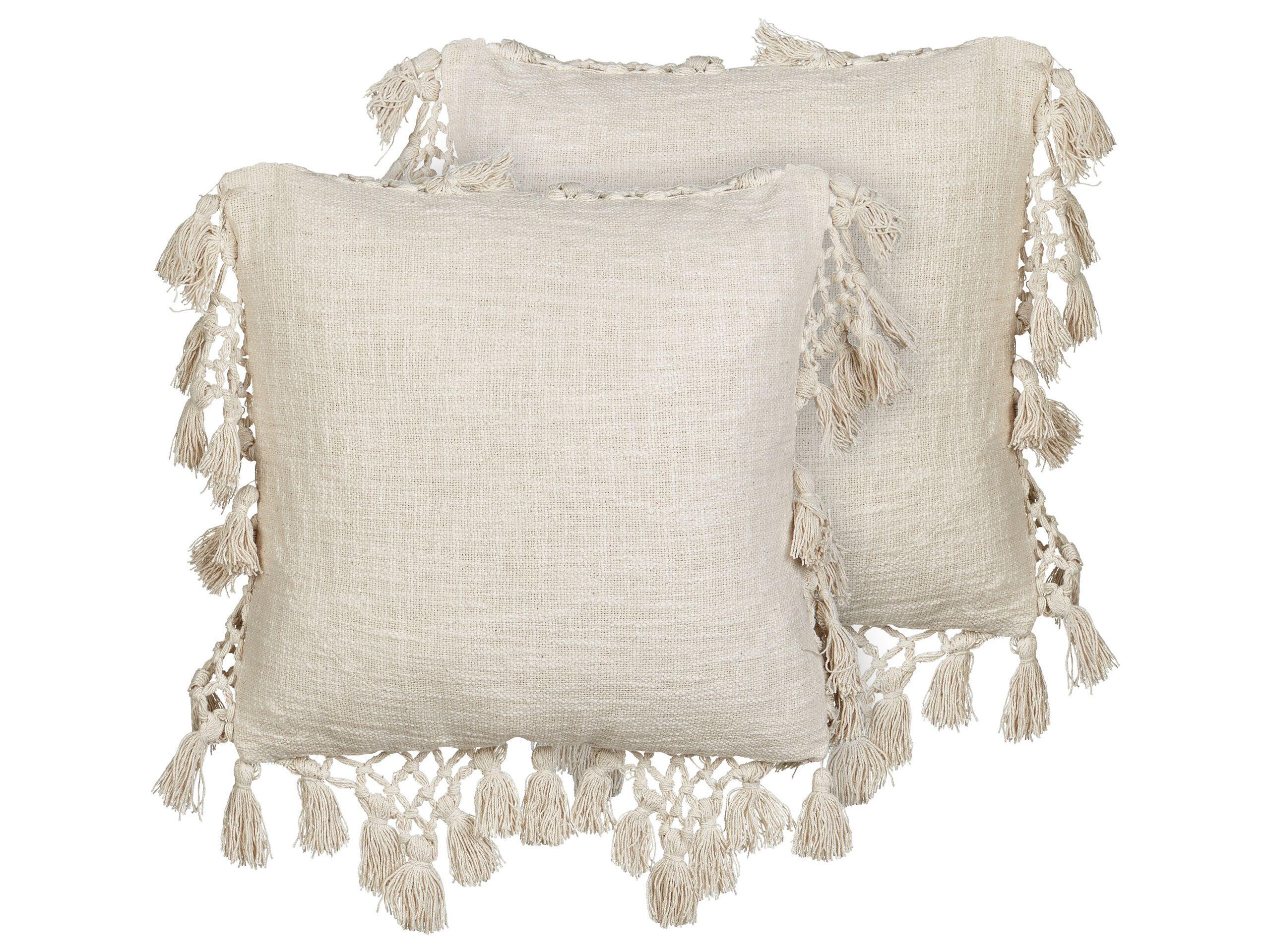 Beliani Lot de 2 coussins en Coton Boho OLEARIA  