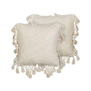 Beliani Lot de 2 coussins en Coton Boho OLEARIA  