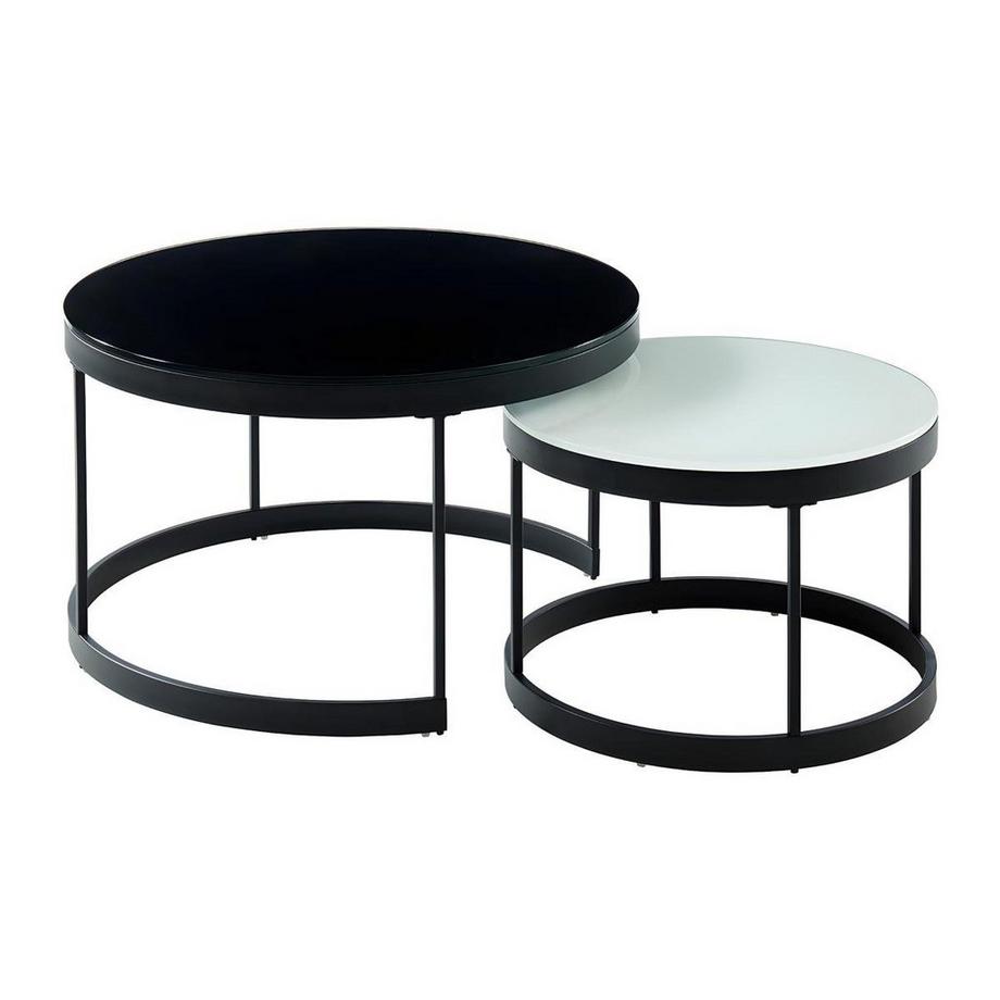 Vente-unique Tables basses gigognes BILLIE Verre trempé métal  