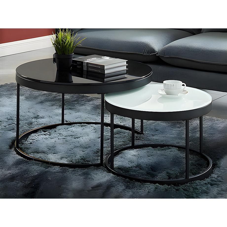 Vente-unique Tables basses gigognes BILLIE Verre trempé métal  