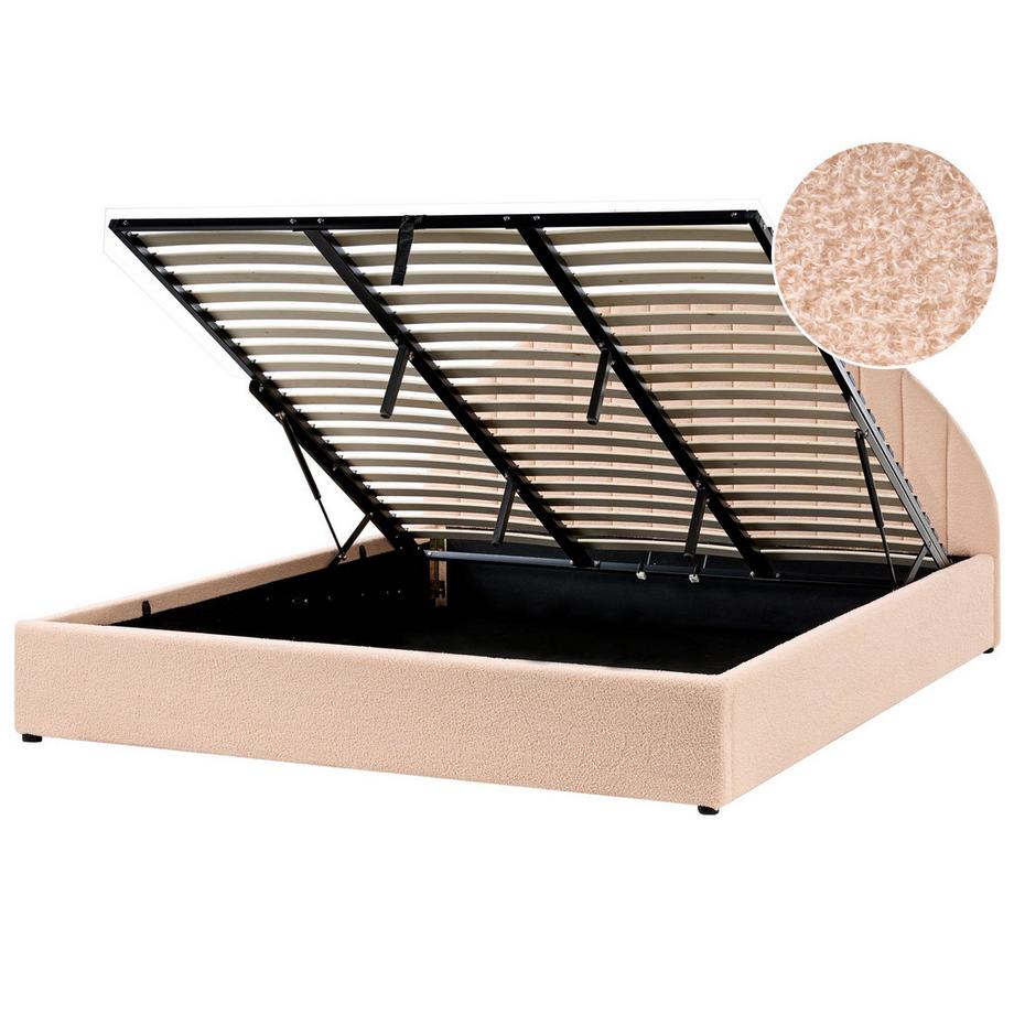 Beliani Lit ottoman en Bouclé Minimaliste CHADENET  