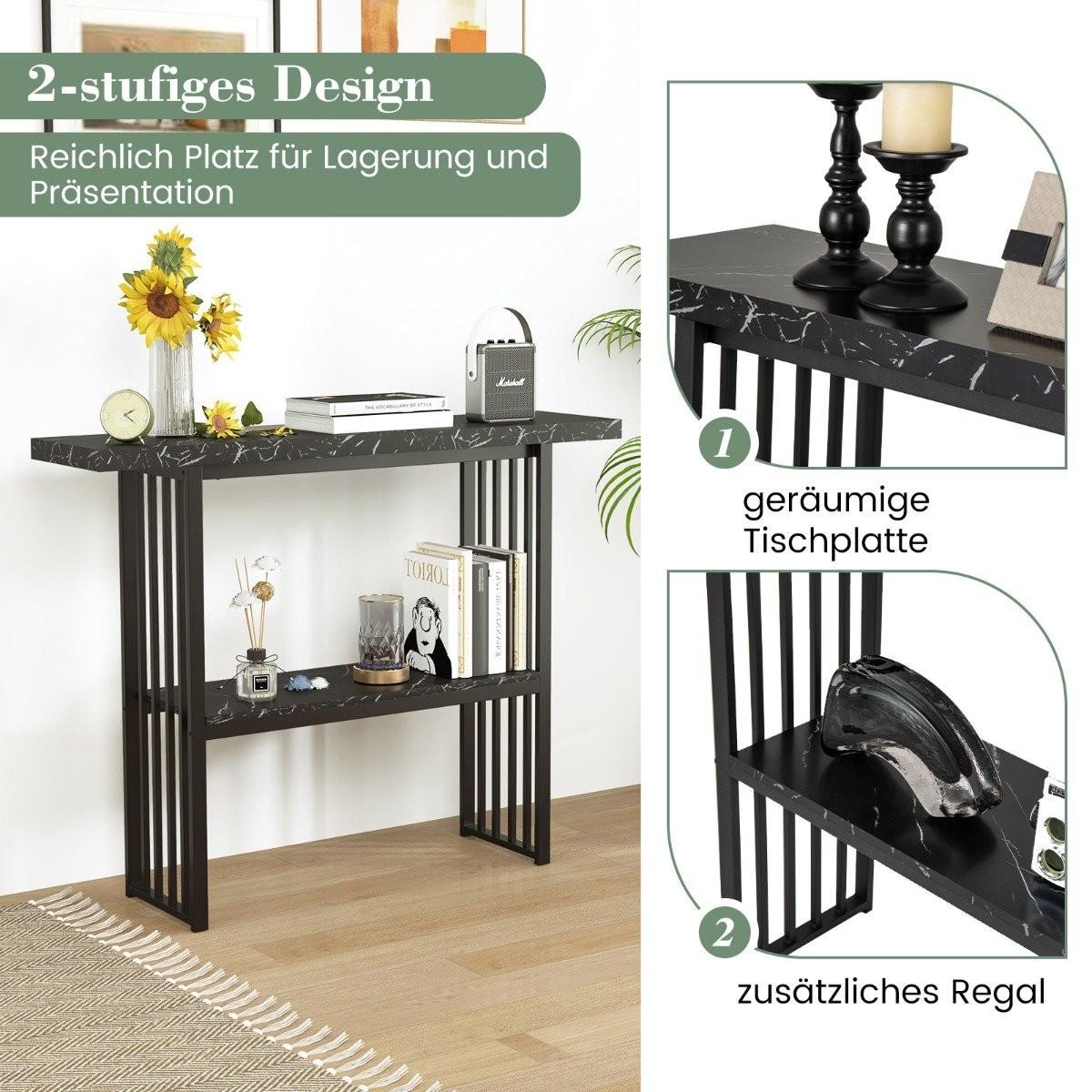 Northix Tavolo consolle in marmo a 2 livelli  