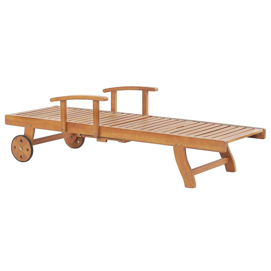 Beliani Lettino Prendisole con Cuscino en Legno d'acacia Mediterraneo JAVA PREMIUM  