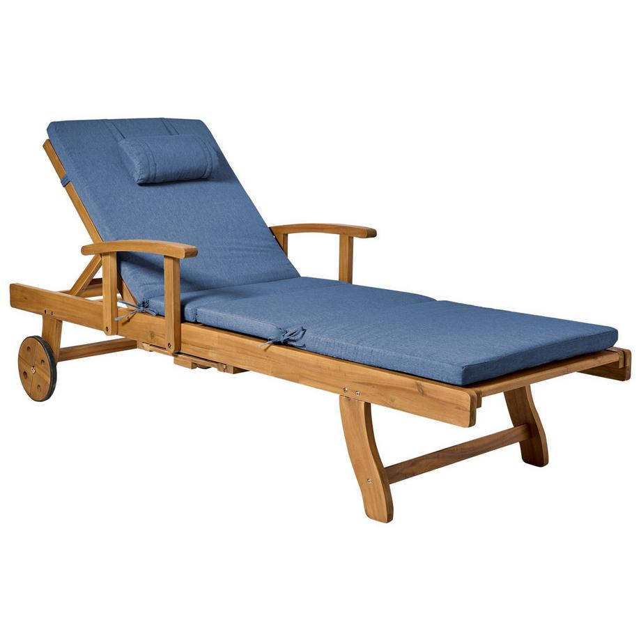 Lettino Prendisole con Cuscino en Legno d'acacia Mediterraneo JAVA PREMIUM
