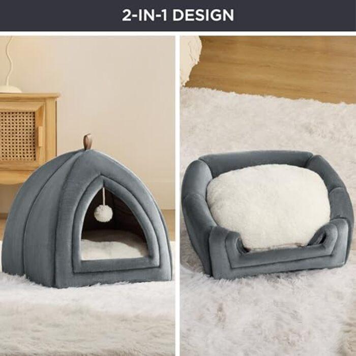 Alopini  Grotte pour Chats Gros Chats - Lit Pliable pour Chat avec Oreillers Lavables, Tente pour Chat pour Chatons Petits et Moyens Animaux, Maison pour Chat Douce et Chaude pour l'intérieur, 38x38x38cm 