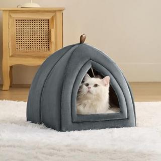 Alopini  Grotte pour Chats Gros Chats - Lit Pliable pour Chat avec Oreillers Lavables, Tente pour Chat pour Chatons Petits et Moyens Animaux, Maison pour Chat Douce et Chaude pour l'intérieur, 38x38x38cm 