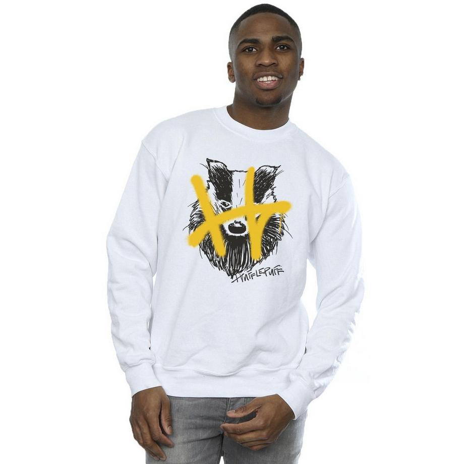 HARRY-POTTER Sweatshirt Hufflepuff Graphique Blaireau  