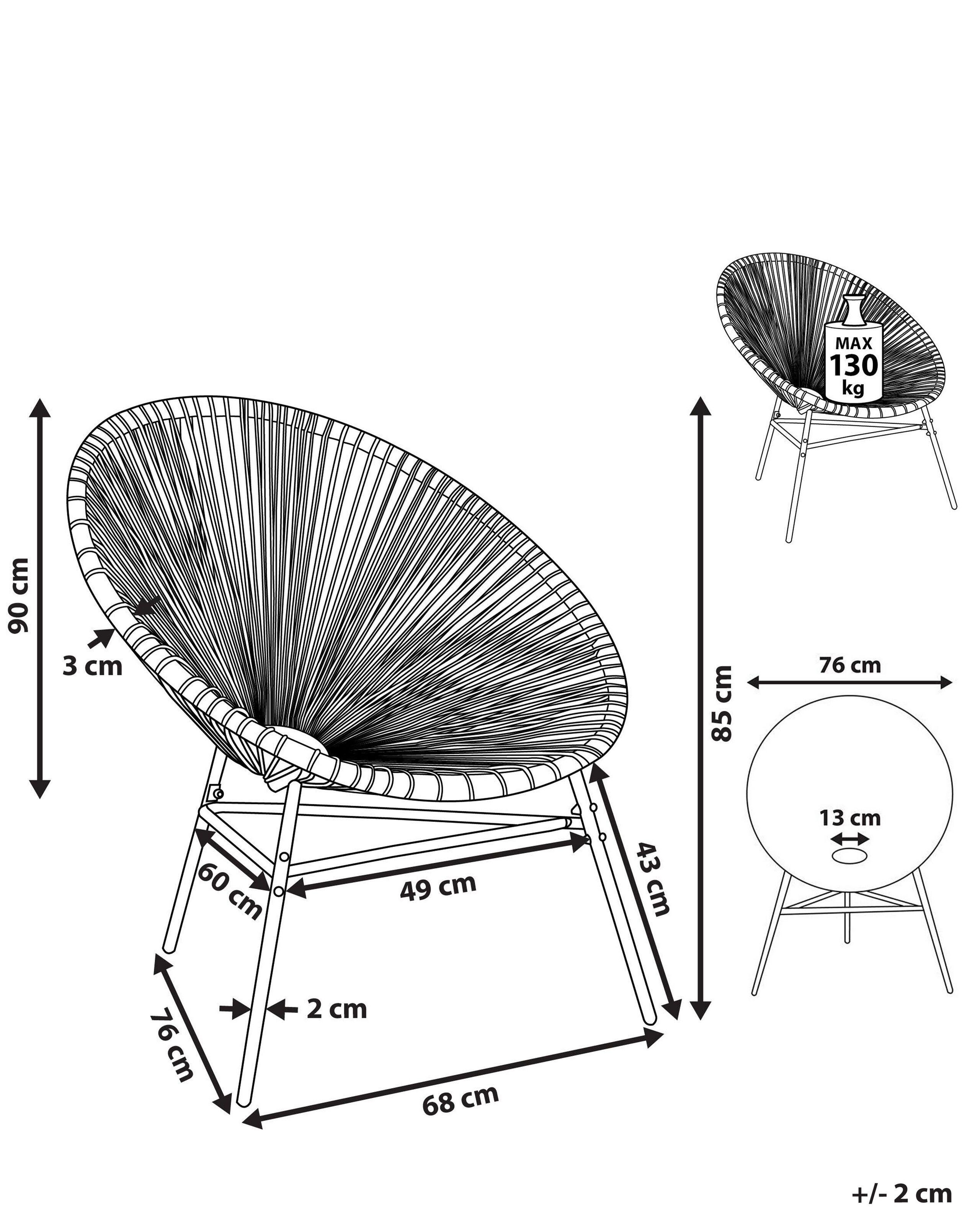 Beliani Lot de 2 chaises de jardin en Polyrotin Boho ACAPULCO  