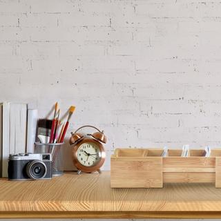 Northix Porta biglietti da visita DIN A8 in bambù naturale, portaoggetti per cassetti, portapenne  