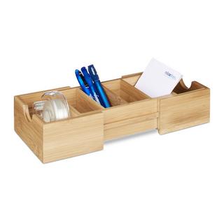 Northix Porta biglietti da visita DIN A8 in bambù naturale, portaoggetti per cassetti, portapenne  