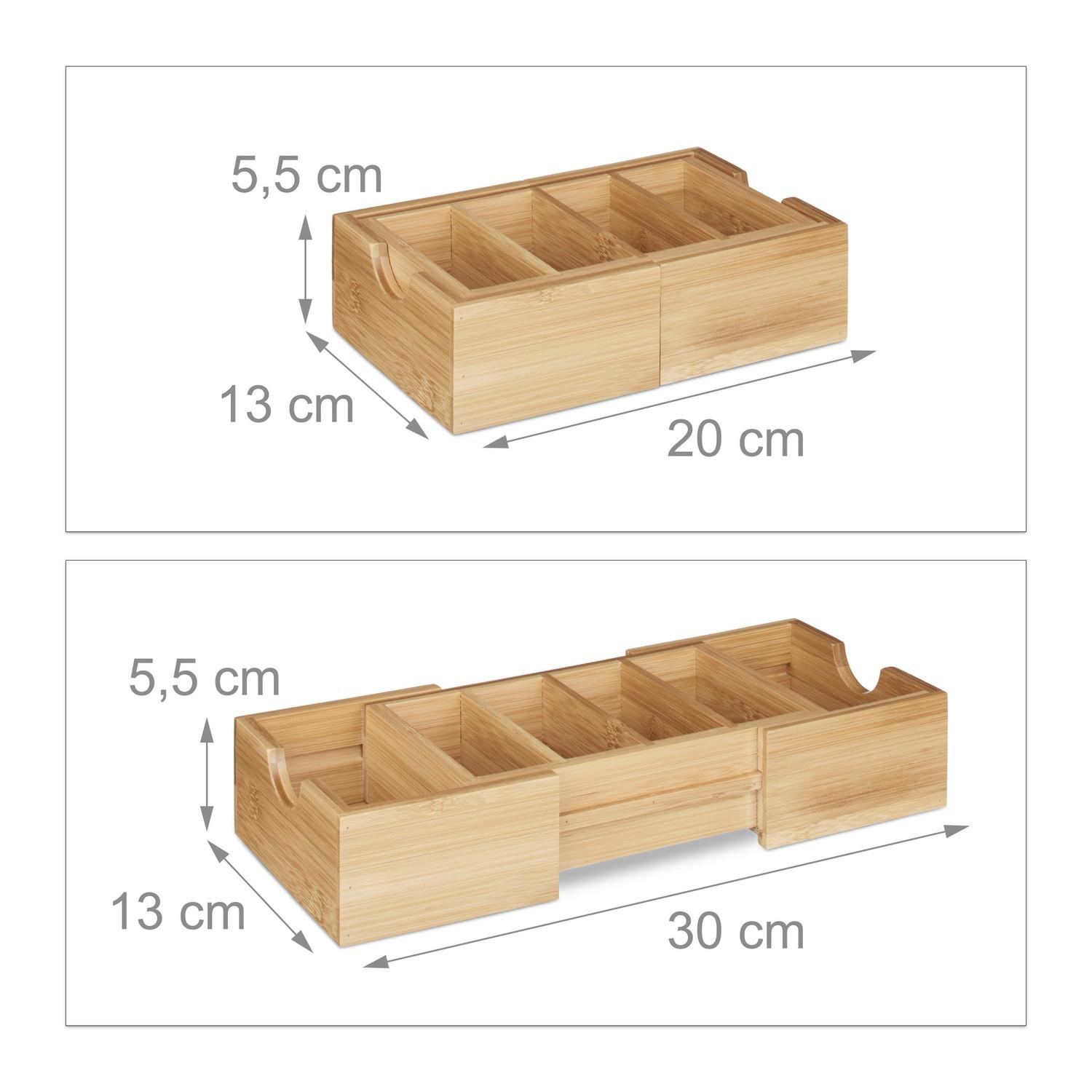 Northix Porta biglietti da visita DIN A8 in bambù naturale, portaoggetti per cassetti, portapenne  