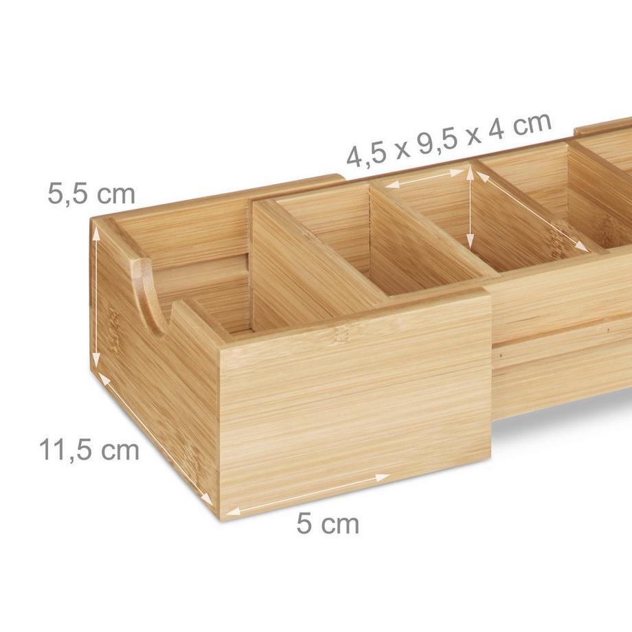 Northix Porta biglietti da visita DIN A8 in bambù naturale, portaoggetti per cassetti, portapenne  