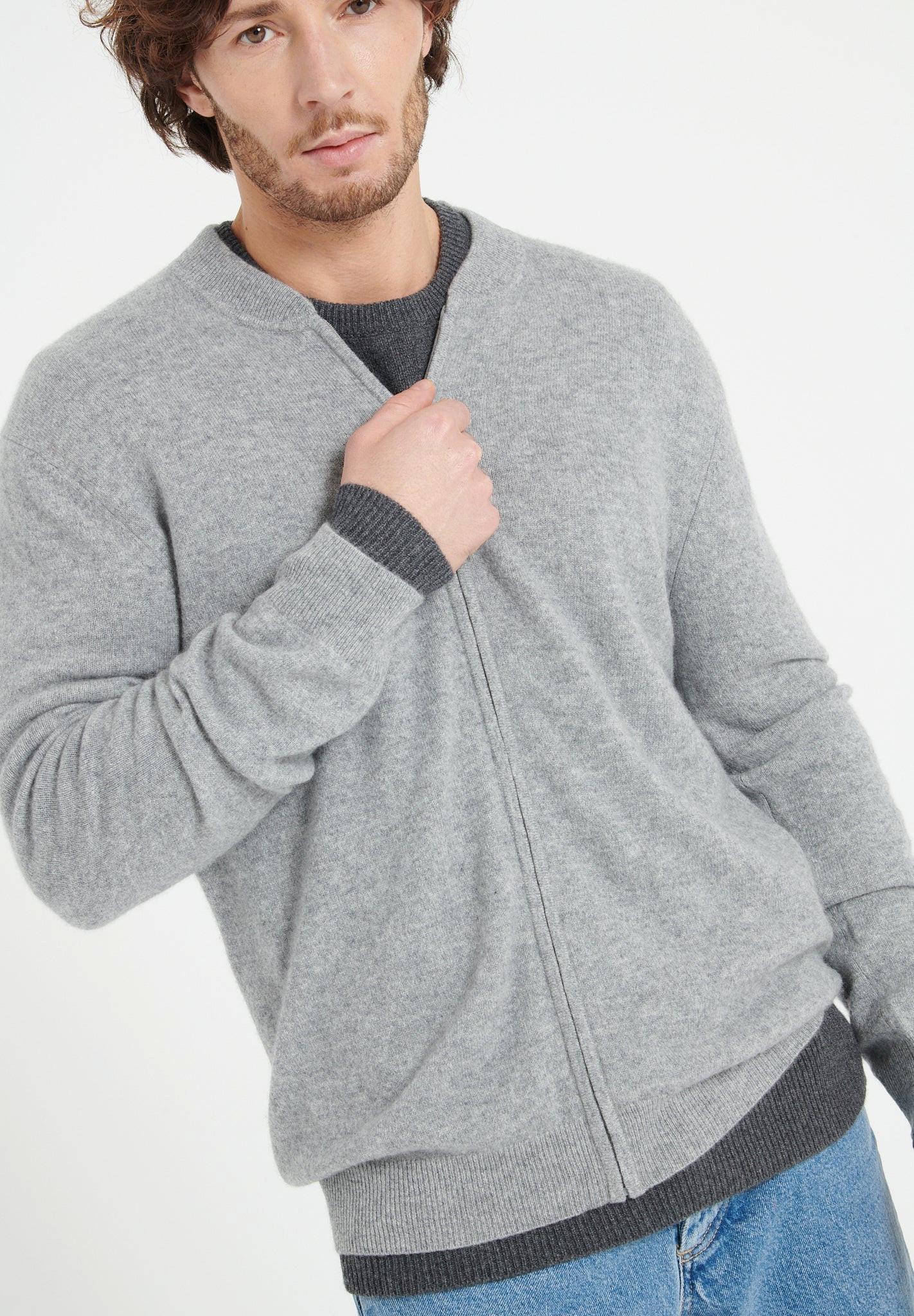 Studio Cashmere8  LUKE 10 Cardigan con collo a bomber - 100% cashmere 