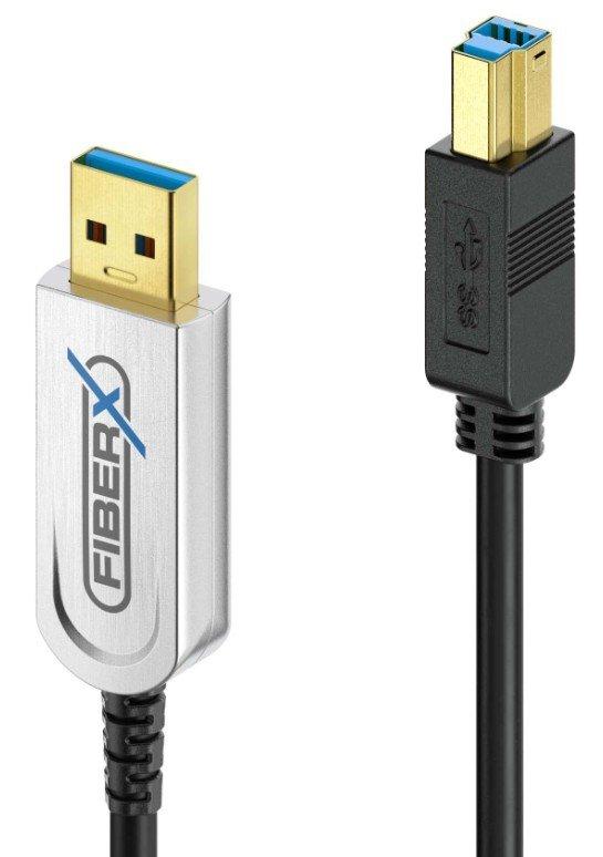 FiberX  FX-I645-012 cavo USB 12 m USB 3.2 Gen 1 (3.1 Gen 1) USB B USB A Nero, Argento 