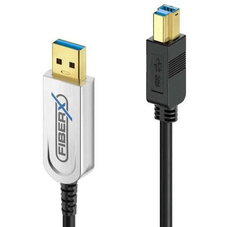 FiberX  FX-I645-012 cavo USB 12 m USB 3.2 Gen 1 (3.1 Gen 1) USB B USB A Nero, Argento 