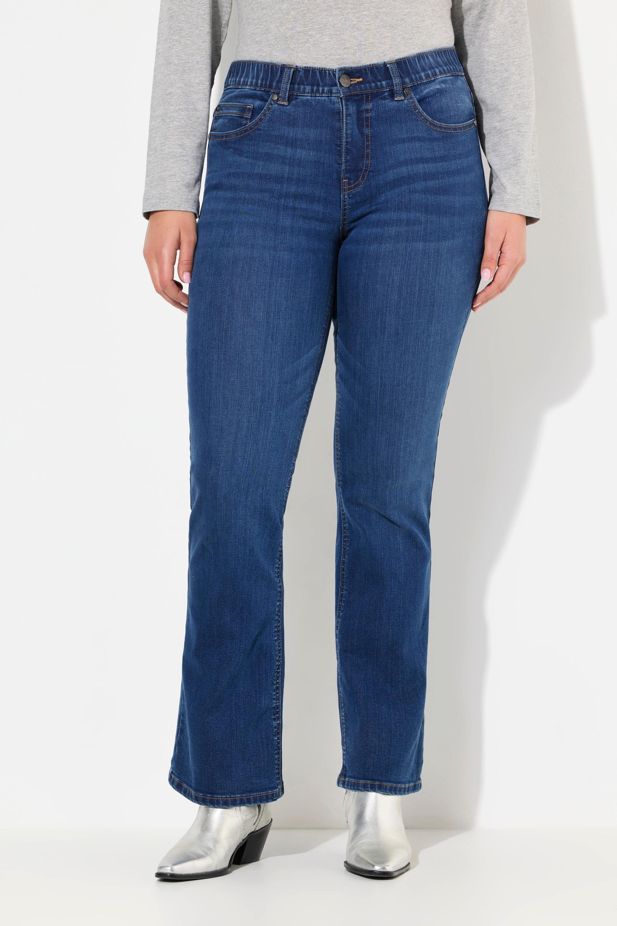 Ulla Popken  Jeans modello Mary con boot cut, taglio della gamba ampio e design a cinque tasche 