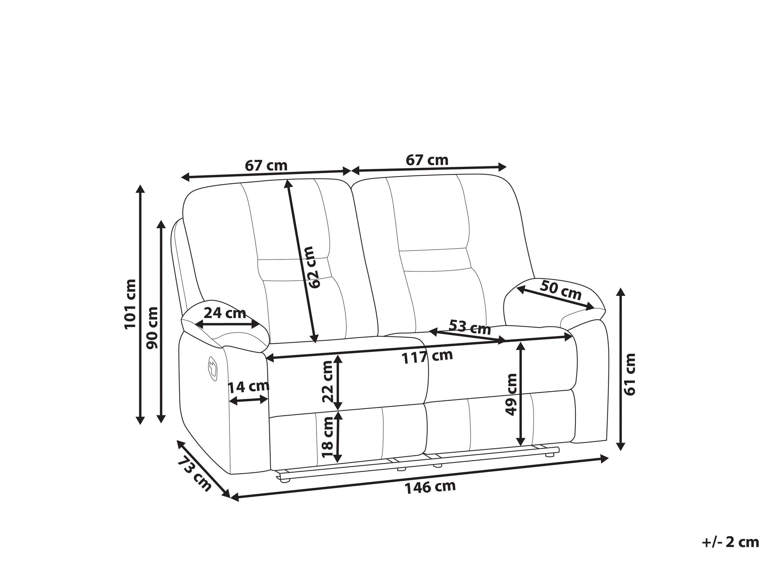 Beliani 2 Sitzer Sofa aus Polyester Modern BERGEN II  