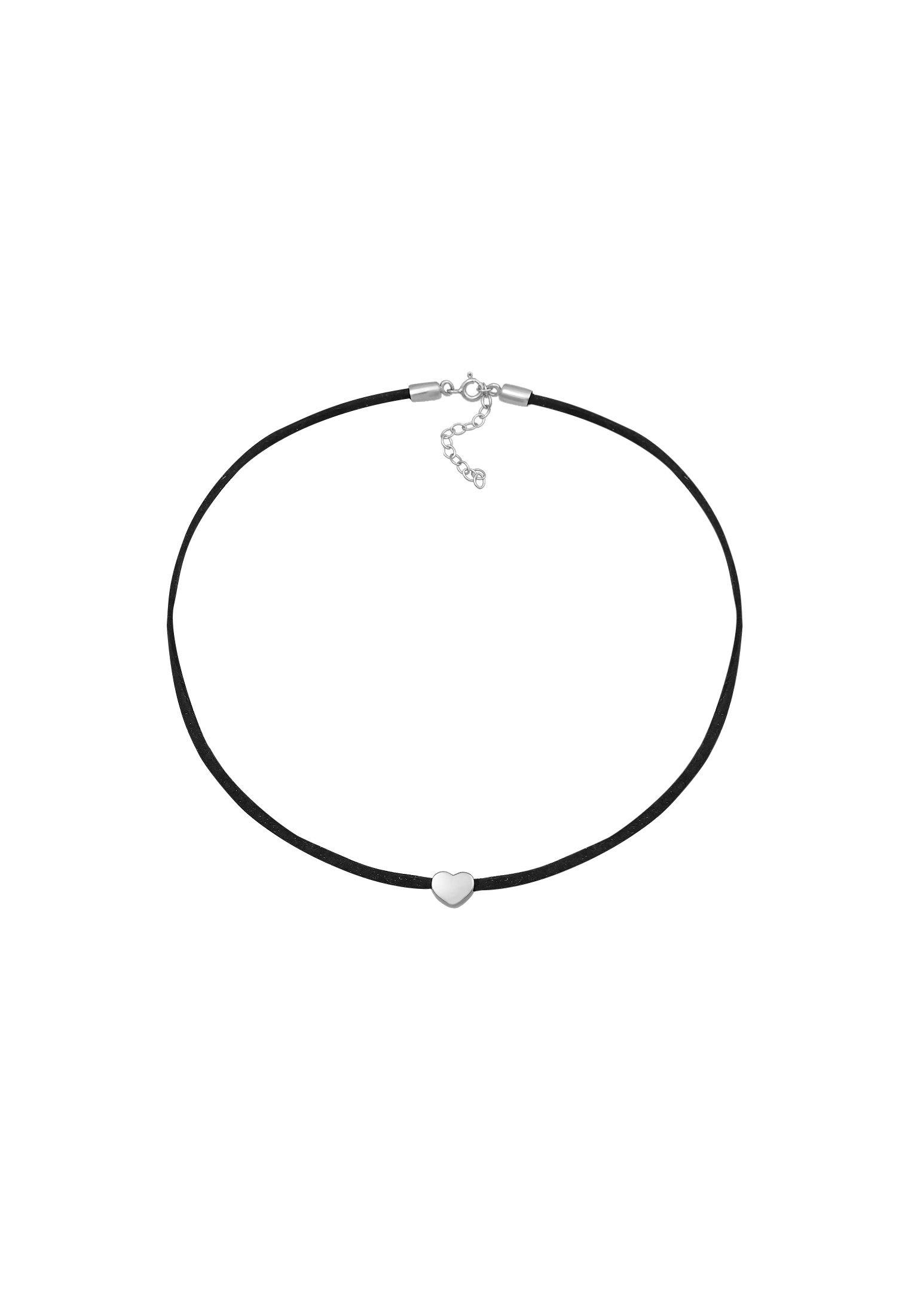 Elli  Halskette Choker Herz Satinband 925 Silber 