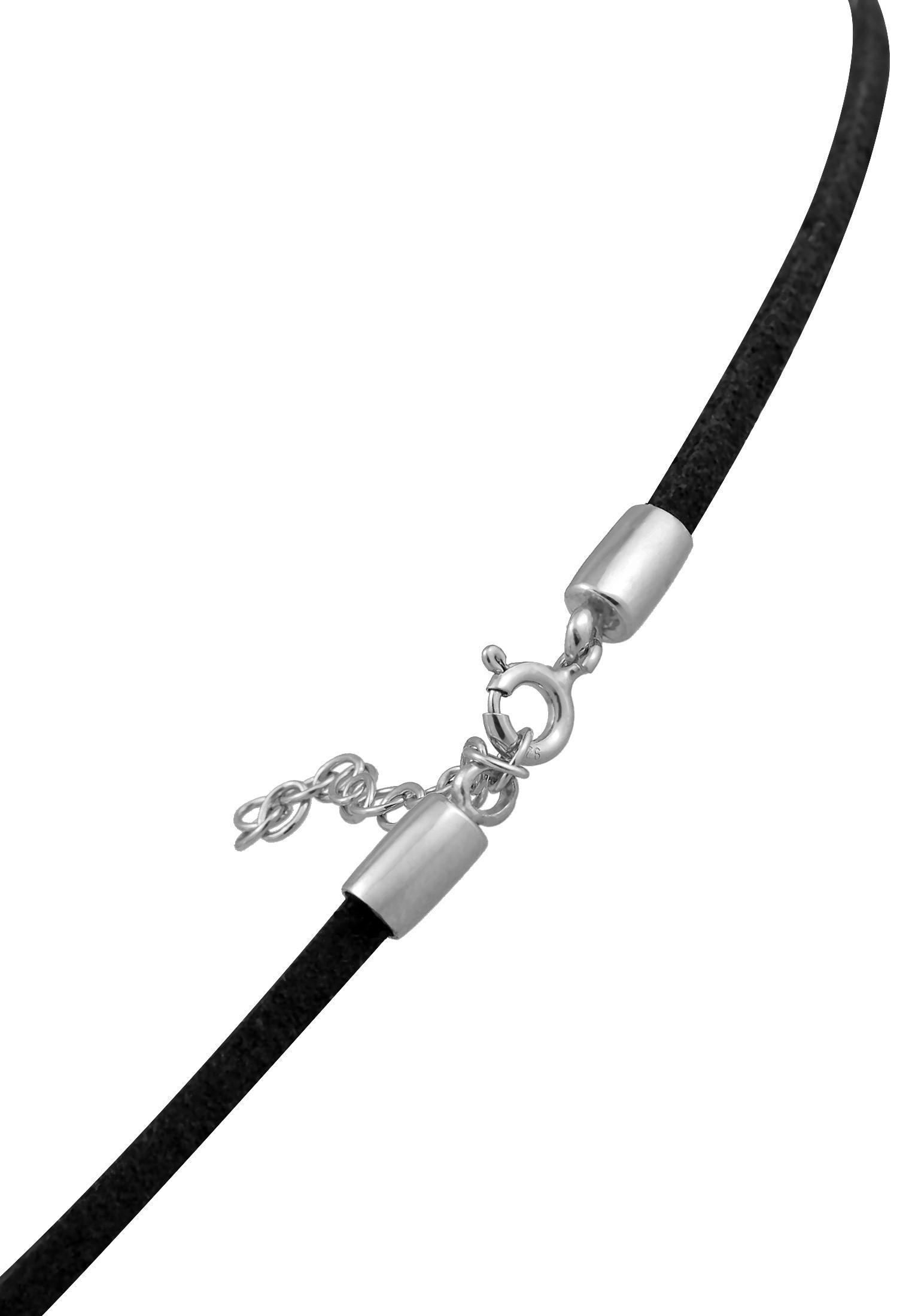 Elli  Halskette Choker Herz Satinband 925 Silber 