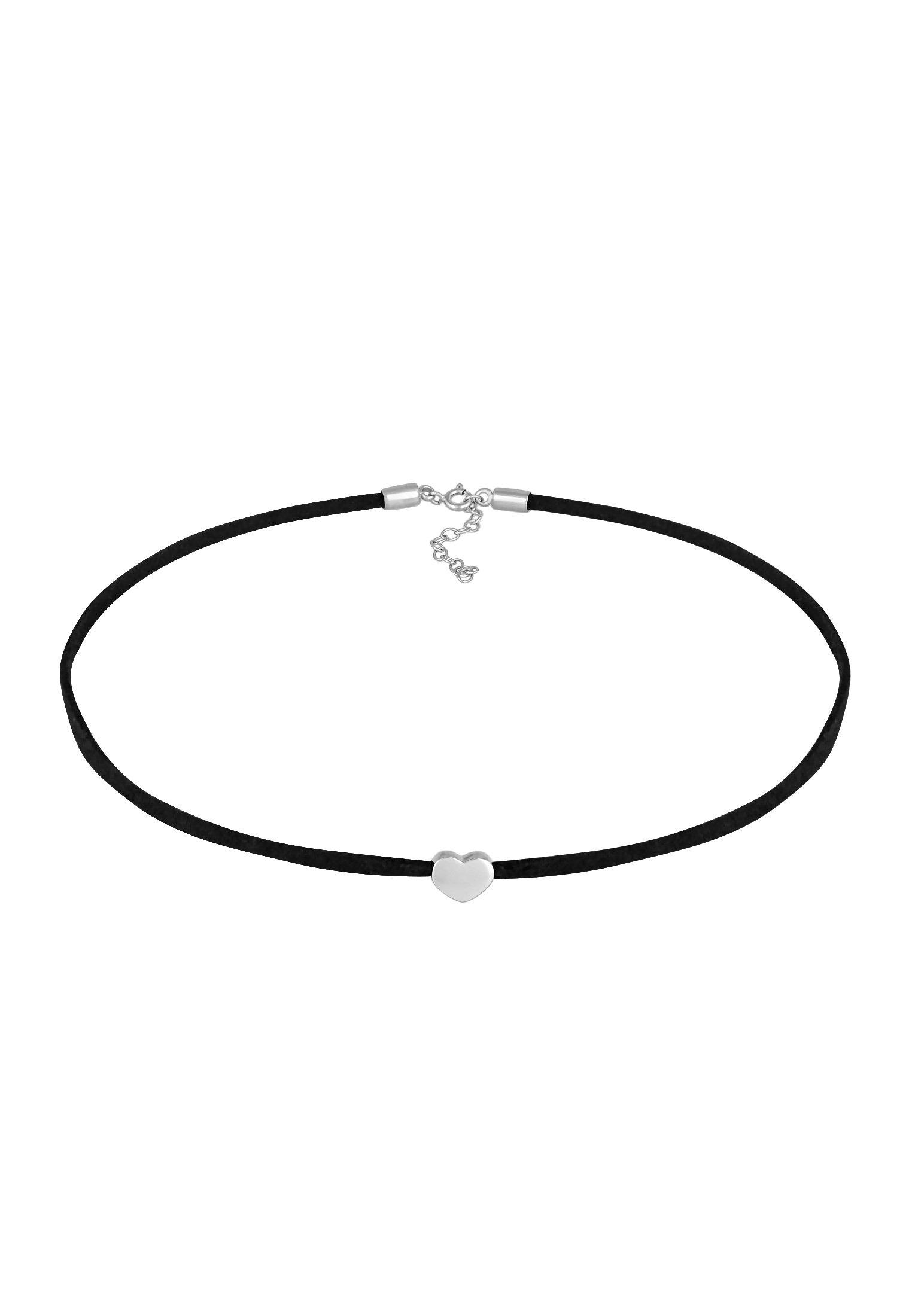 Elli  Halskette Choker Herz Satinband 925 Silber 