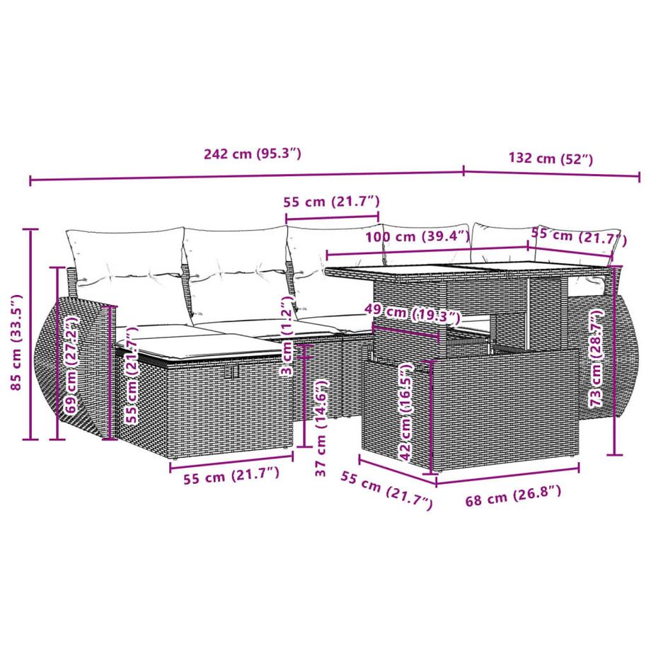 VidaXL set divano da giardino Polirattan  