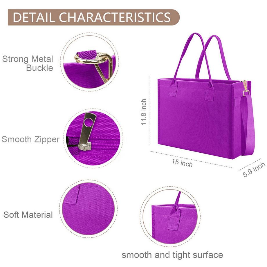 Only-bags.store Sac fourre-tout en toile Sac Shopper Sac de voyage Sac de travail avec bandoulière Fermeture éclair  