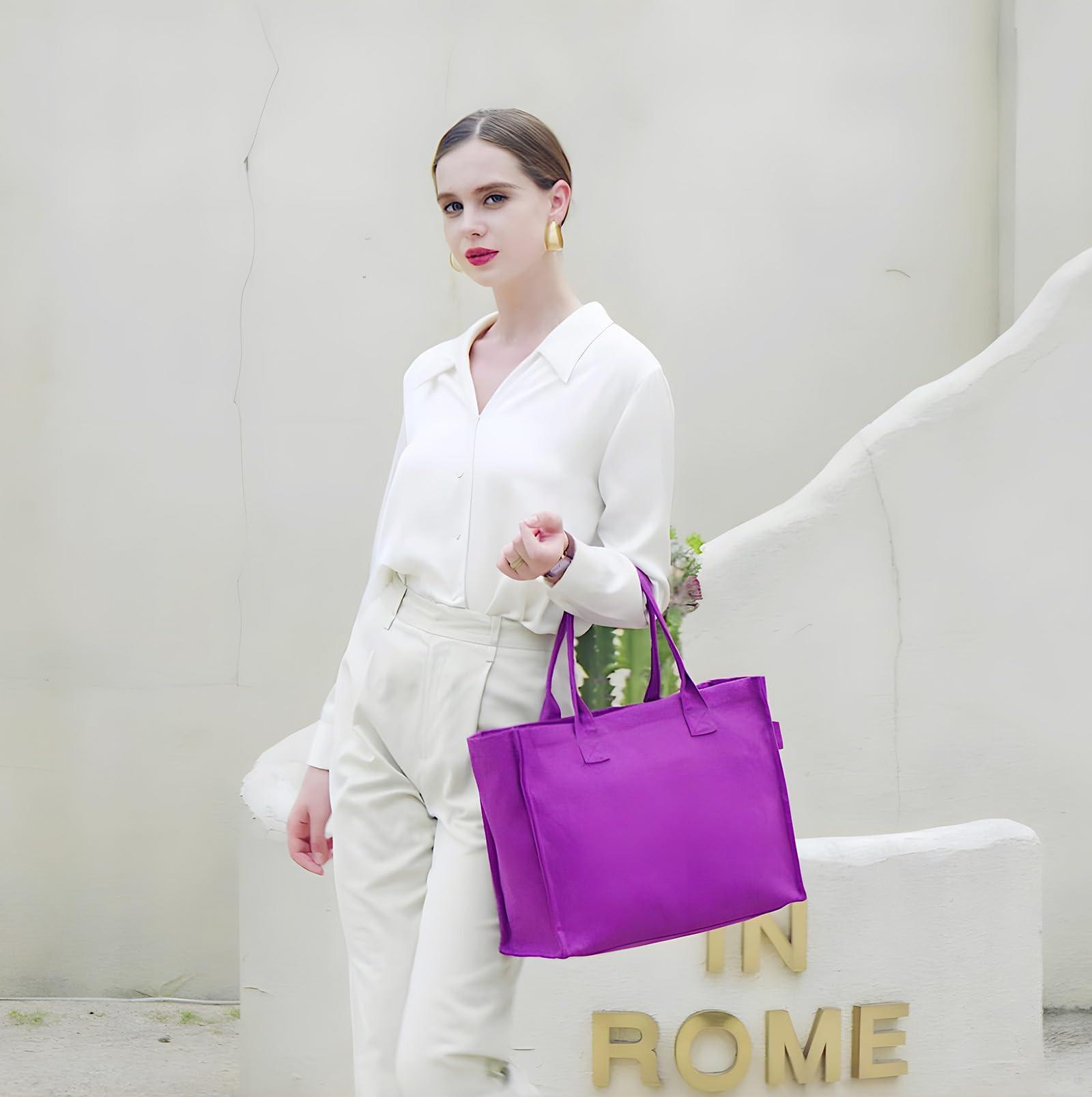 Only-bags.store Canvas Tote Bag Shopper Bag Reisetasche Arbeitstasche mit Schulterriemen Reissverschluss  