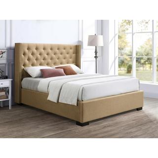 Vente-unique Bett mit Bettkasten mit gestepptem Kopfteil + Matratze - 160 x 200 cm - Stoff - Beige - MASSIMO  