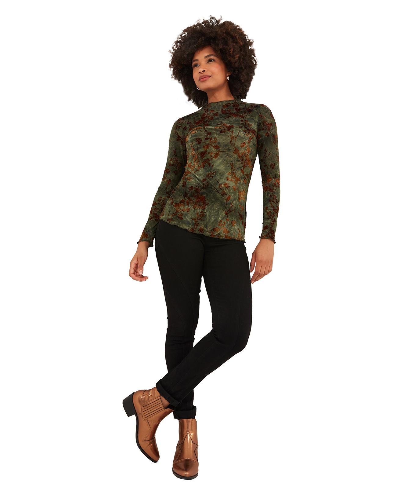 Joe Browns  Khakifarbenes, beflocktes, florales Slim Fit Top 