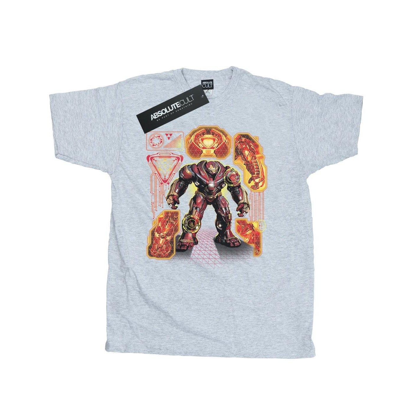 Image of Avengers Infinity War Hulkbuster Blueprint Tshirt Herren Grau M