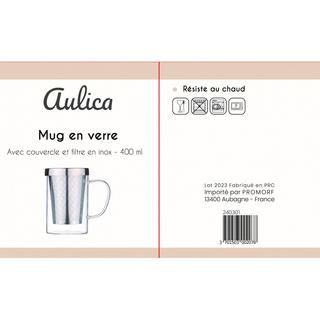 Aulica Becher 400ml mit deckel und edelstahlfilter  