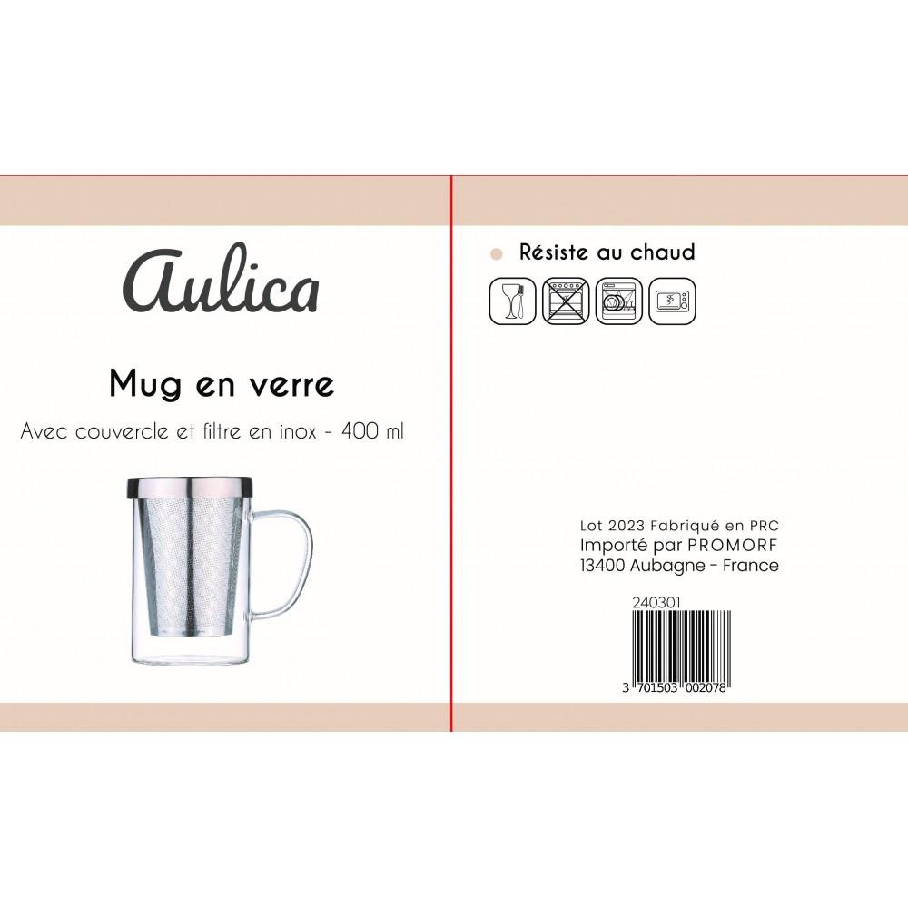 Aulica Becher 400ml mit deckel und edelstahlfilter  