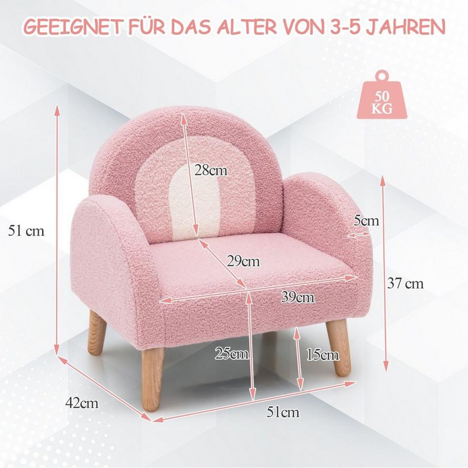 Northio Kindersessel für Kleinkinder Kindersofa gepolstert mit Rückenlehne Rosa  