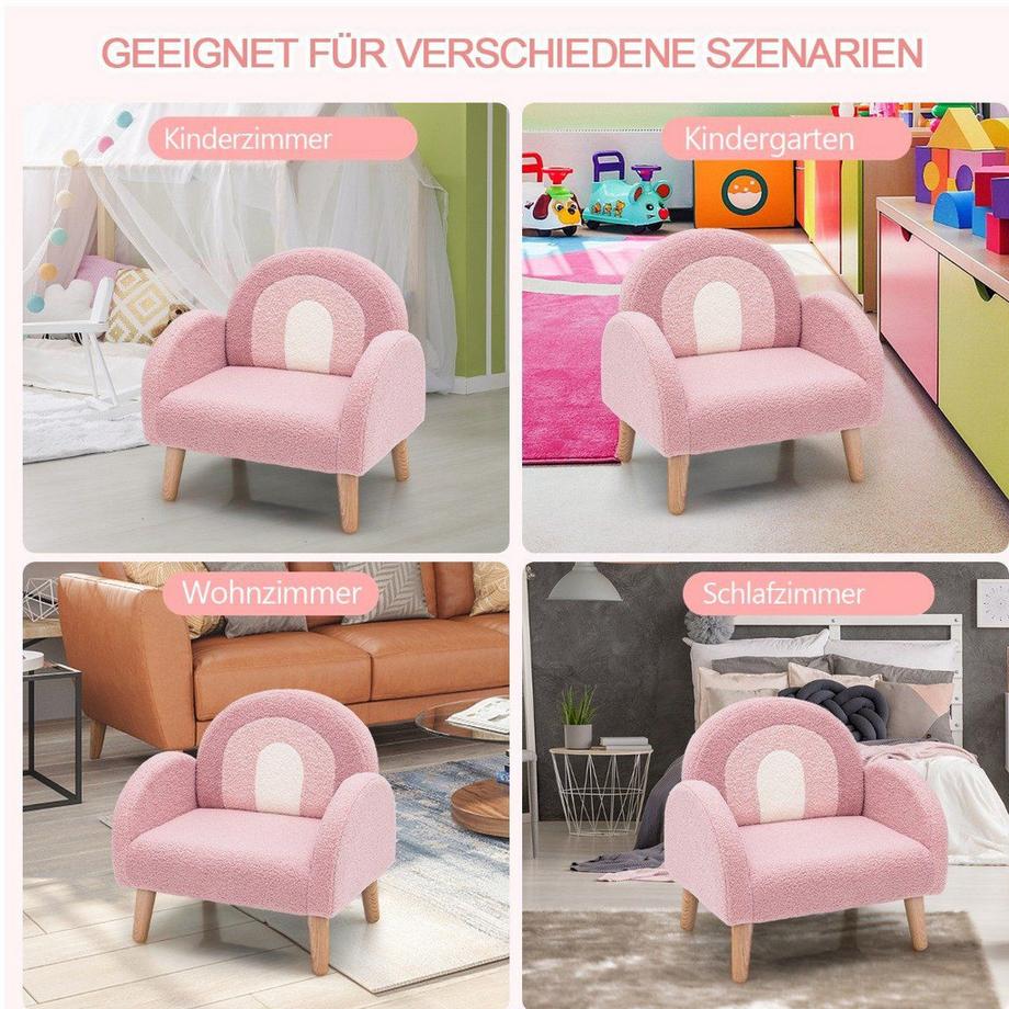 Northio Kindersessel für Kleinkinder Kindersofa gepolstert mit Rückenlehne Rosa  