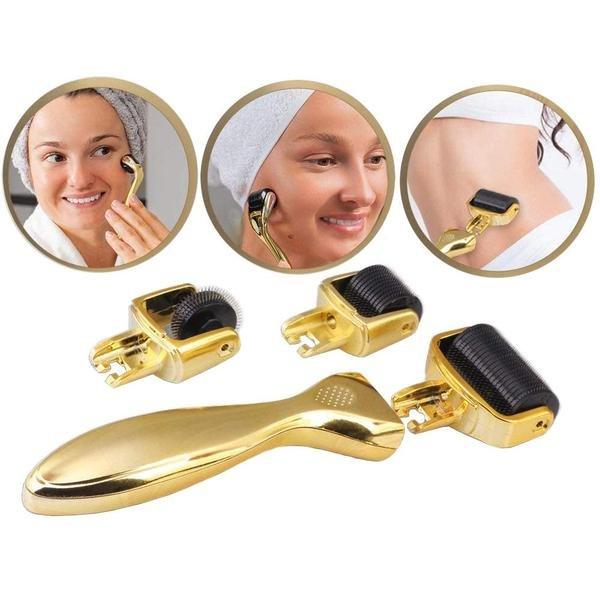 eStore  Gesichtsroller mit Nadeln, 3-in-1 - Gold 